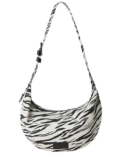 Lala Berlin - Small Skuldertaske Gili Printed Canvas - White Black Tiger
